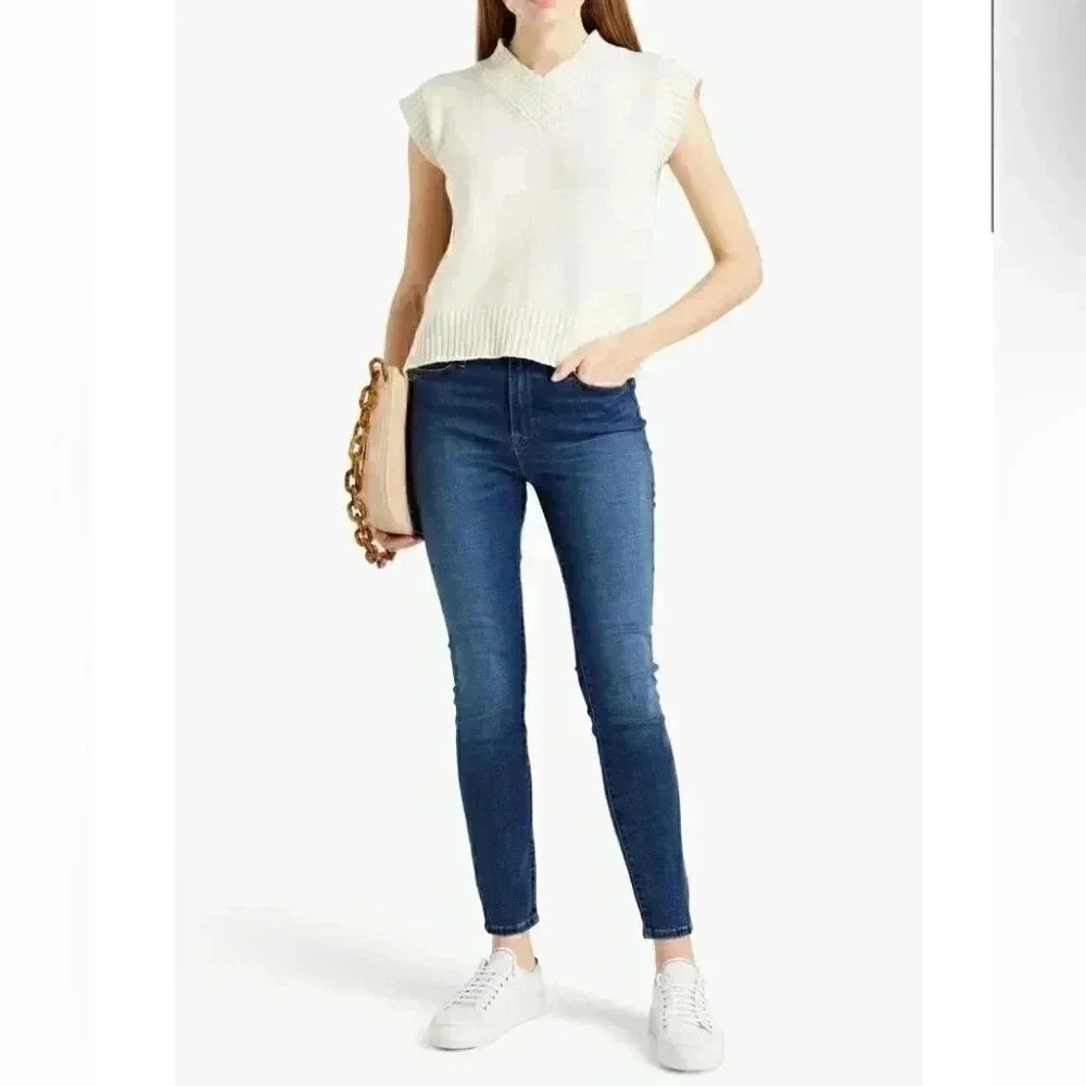 FRAME “ le high skinny medium wash stylish trendy stretch 5 pocket denim jean 24